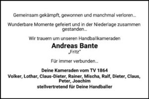 Andreas Bante * 01.01.1965 † 25.06.2024